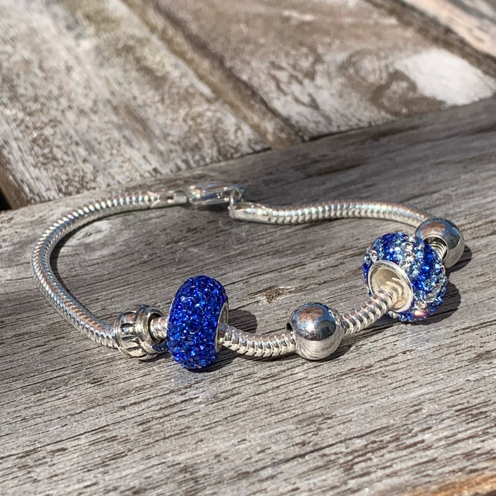 Blue and silver crystal bracelet
